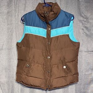 Aeropostale Brown and Blue Puffer Vest